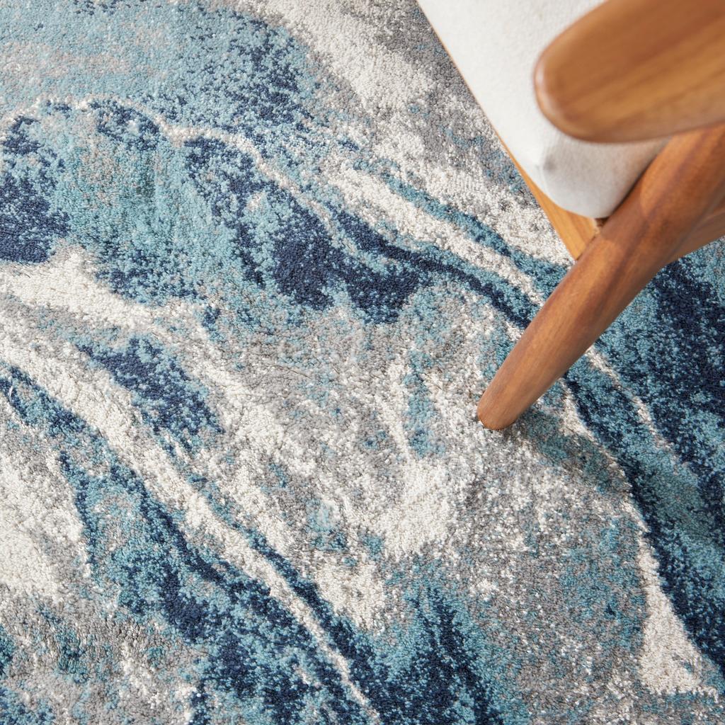 Nourison Home American Manor AMR03 Blue/Ivory Blue Ivory Indoor Rectangle Area Rug - Modern Power Loomed Machine Made Medium Pile