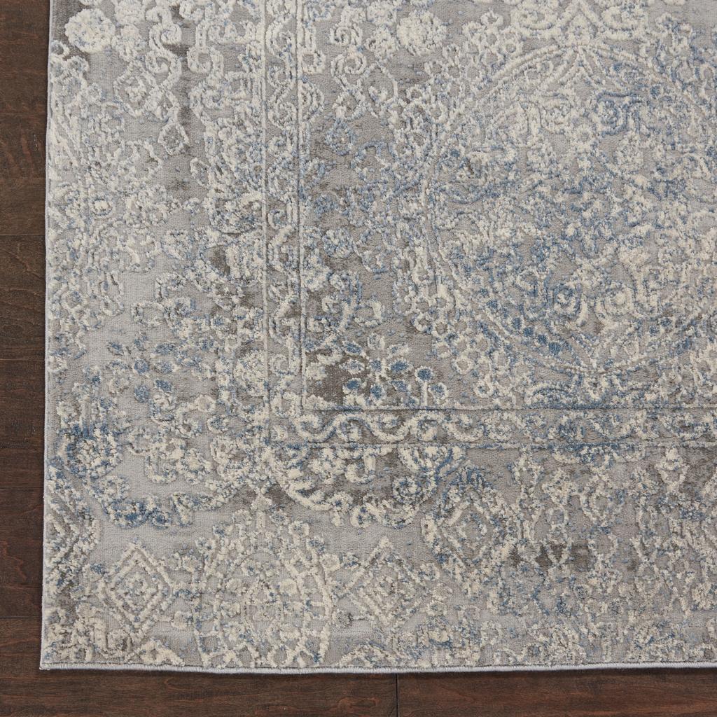 Nourison Home Rustic Textures RUS09 Ivory Light Blue Indoor Runner - Vintage Power Loomed Machine Made Medium Pile