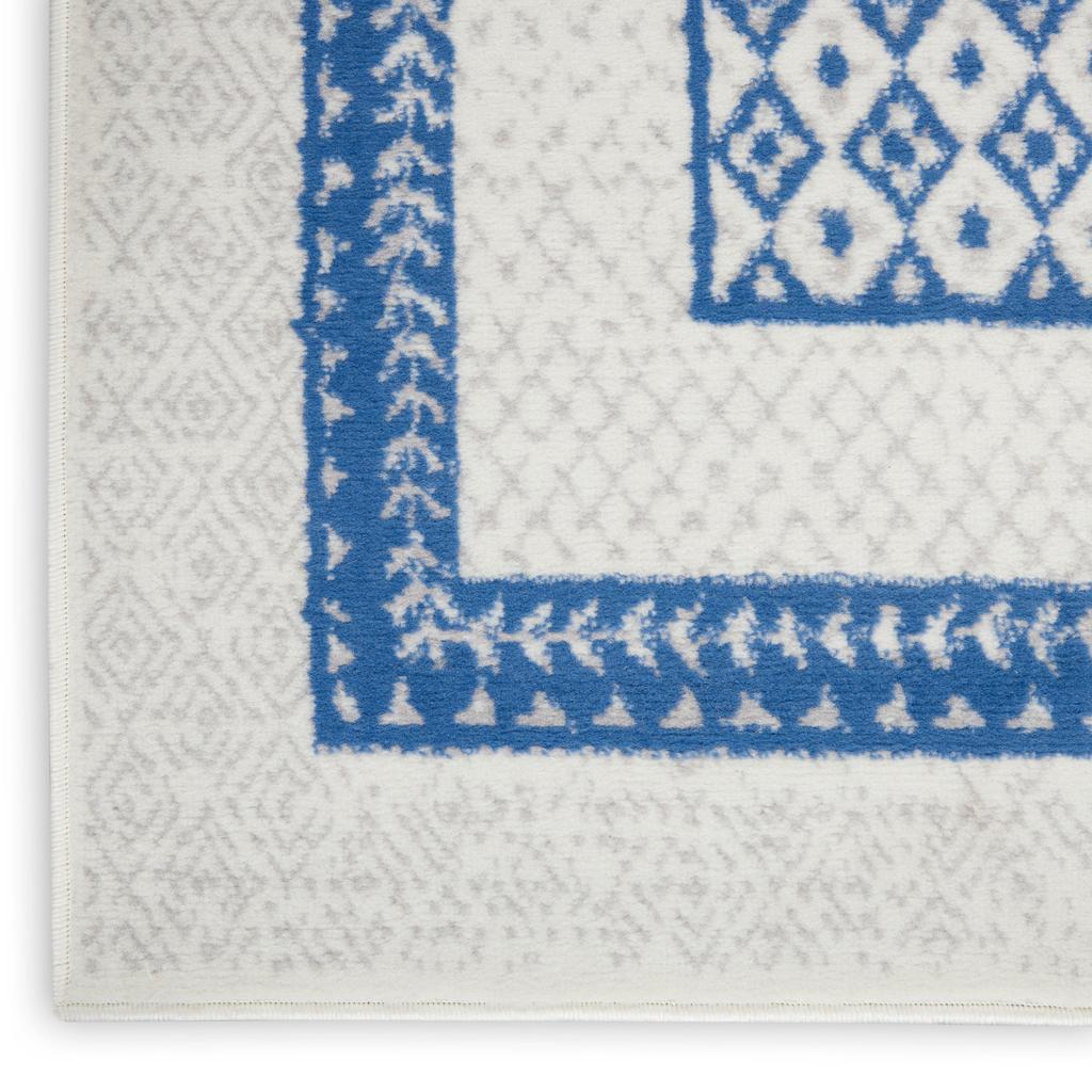 Nourison Home Whimsicle WHS13 Ivory Blue Indoor Rectangle Area Rug - Farmhouse Power Loomed Machine Made Low Pile