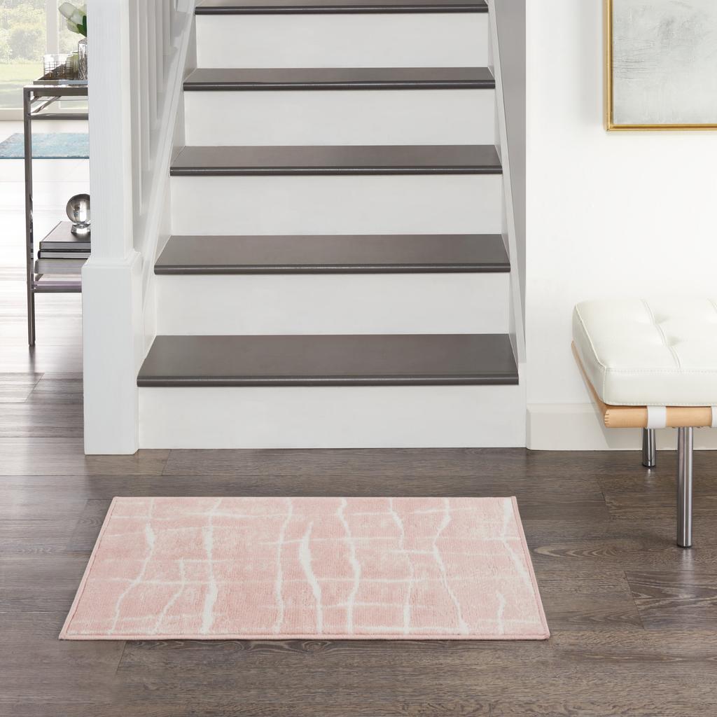 Nourison Home Whimsicle WHS09 Pink Ivory Indoor Rectangle Area Rug - Modern Power Loomed Machine Made Low Pile