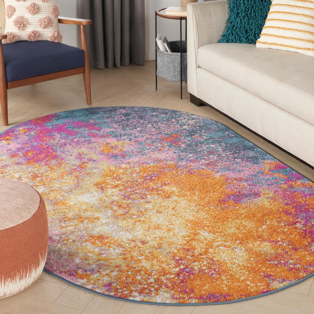 Nourison Home Passion PSN10 Multicolor Sunburst Indoor Oval Area Rug - Modern Power Loomed Machine Made Medium Pile