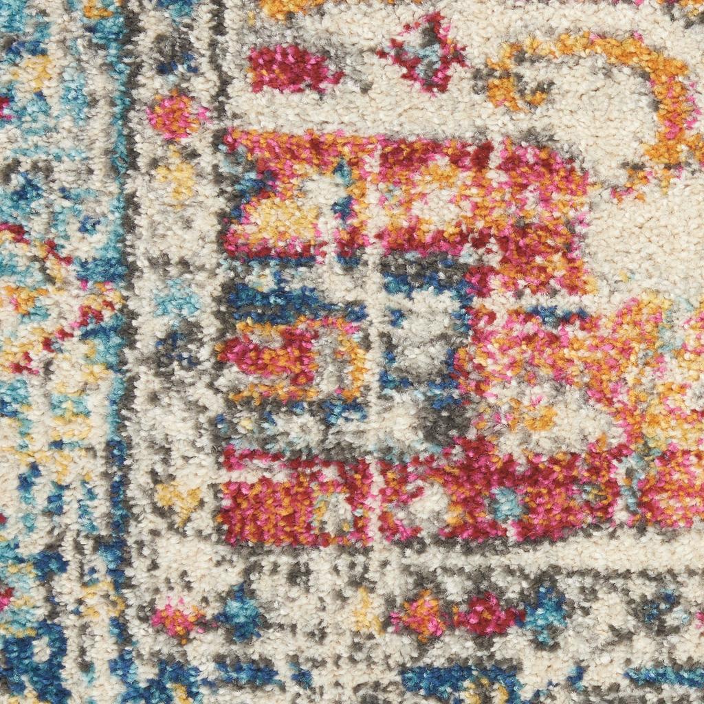 Nourison Home Passion PSN23 Ivory Light Blue Indoor Round Area Rug - Bohemian Power Loomed Machine Made Medium Pile