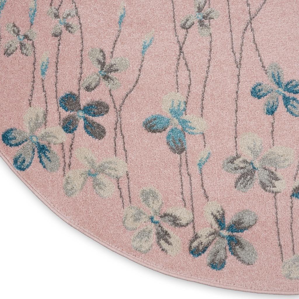 Nourison Home Tranquil TRA04 Pink Indoor Round Area Rug - Contemporary Power Loomed Machine Made Medium Pile