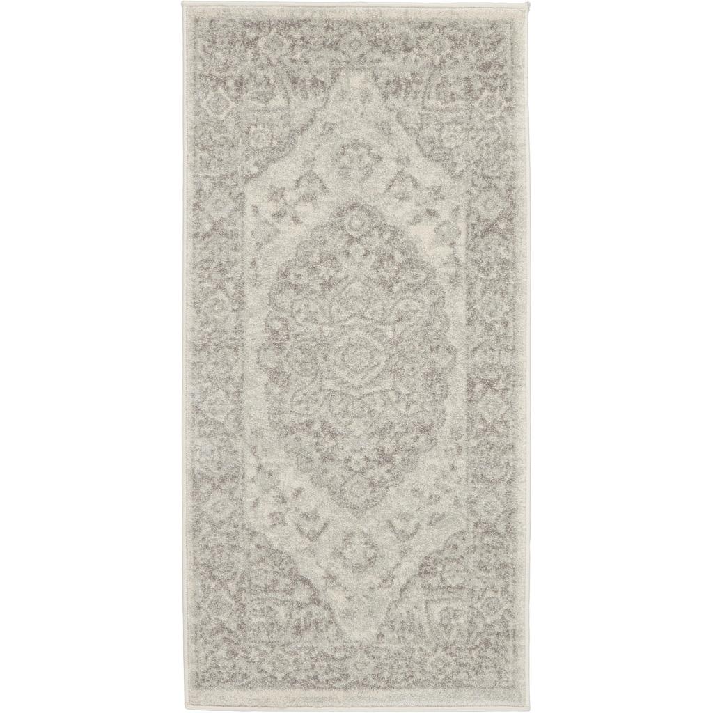 Nourison Home Tranquil TRA05 Grey and White Ivory/Grey Indoor Rectangle Area Rug - Vintage Power Loomed Machine Made Medium Pile