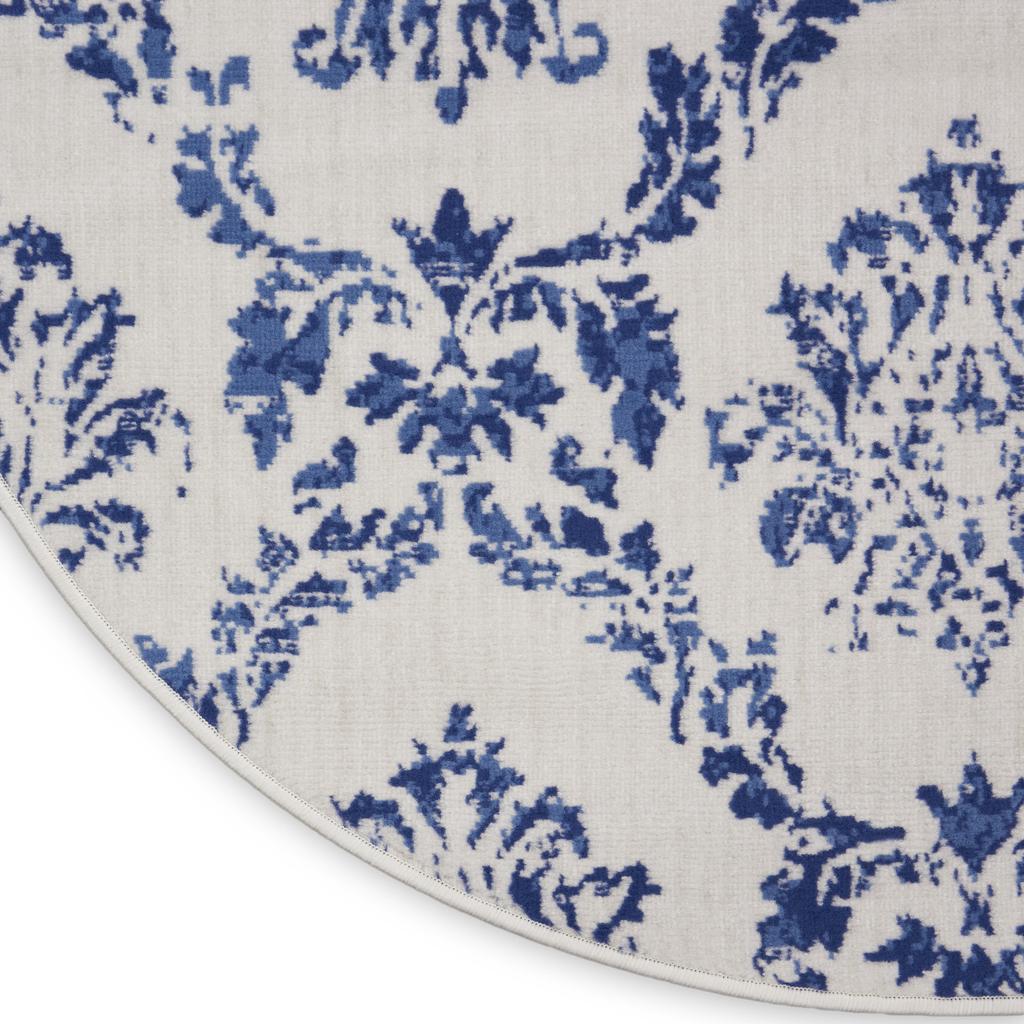 Nourison Home Whimsicle WHS01 Ivory Navy Indoor Round Area Rug - Farmhouse Power Loomed Machine Made Low Pile