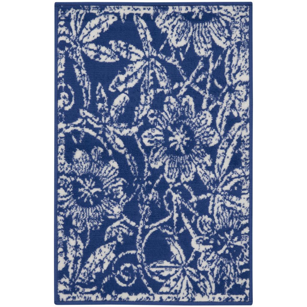 Nourison Home Whimsicle WHS05 Navy Indoor Rectangle Area Rug - Farmhouse Power Loomed Machine Made Low Pile