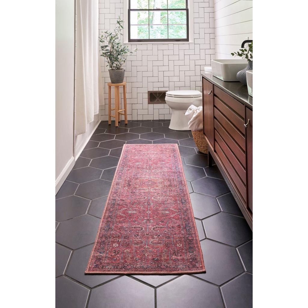 Nourison Home New Concept Washables SR102 Brick Indoor Runner - Vintage Machine Woven Machine Made Low Pile