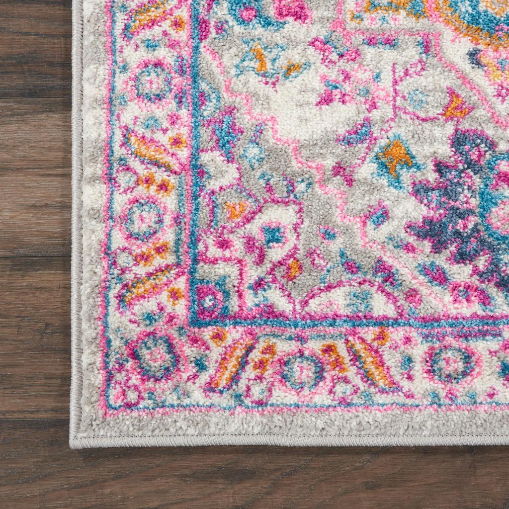 Nourison Home Passion PSN20 Light Grey Pink Indoor Runner - Bohemian Power Loomed Machine Made Medium Pile