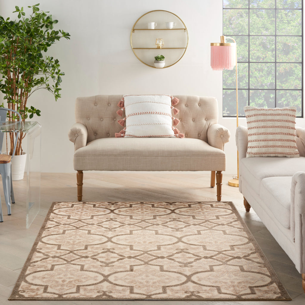 Nourison Home Aloha ALH14 Brown Rectangle Area Rug - Premium Stain-Resistant Machine Made Bohemian Rug-