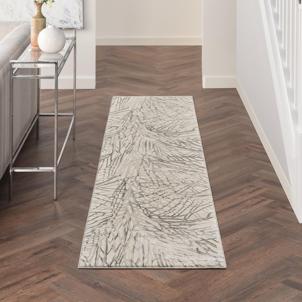 Nourison Home Rustic Textures RUS17 Ivory Grey Ivory/Grey Indoor Runner - Modern Power Loomed Machine Made Medium Pile
