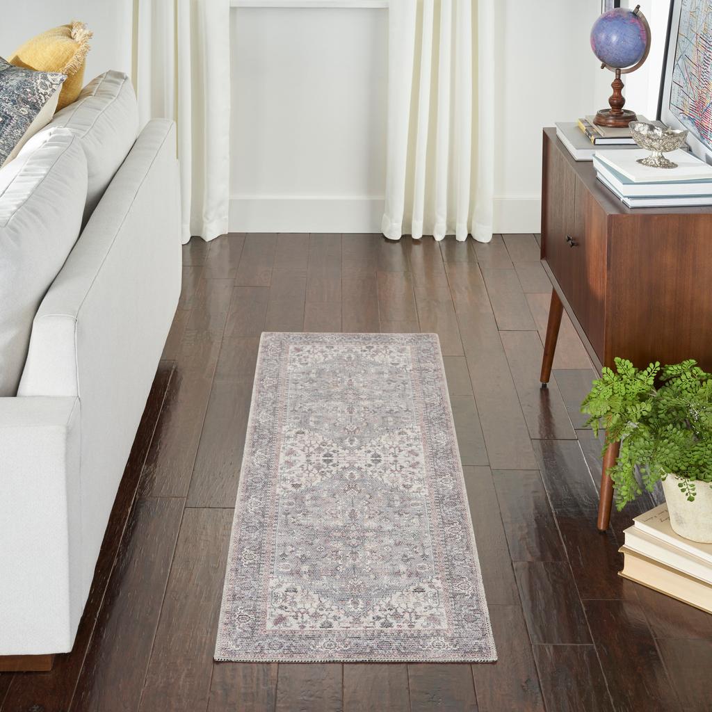Nourison Home New Concept Washables SR104 Grey Indoor Runner - Vintage Machine Woven Machine Made Low Pile