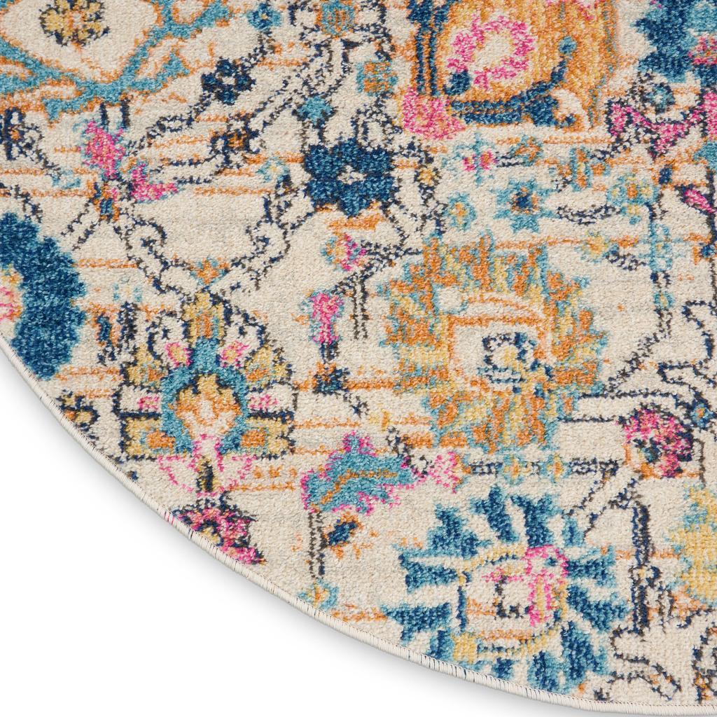 Nourison Home Passion PSN01 Ivory Multicolor Indoor Round Area Rug - Bohemian Power Loomed Machine Made Medium Pile