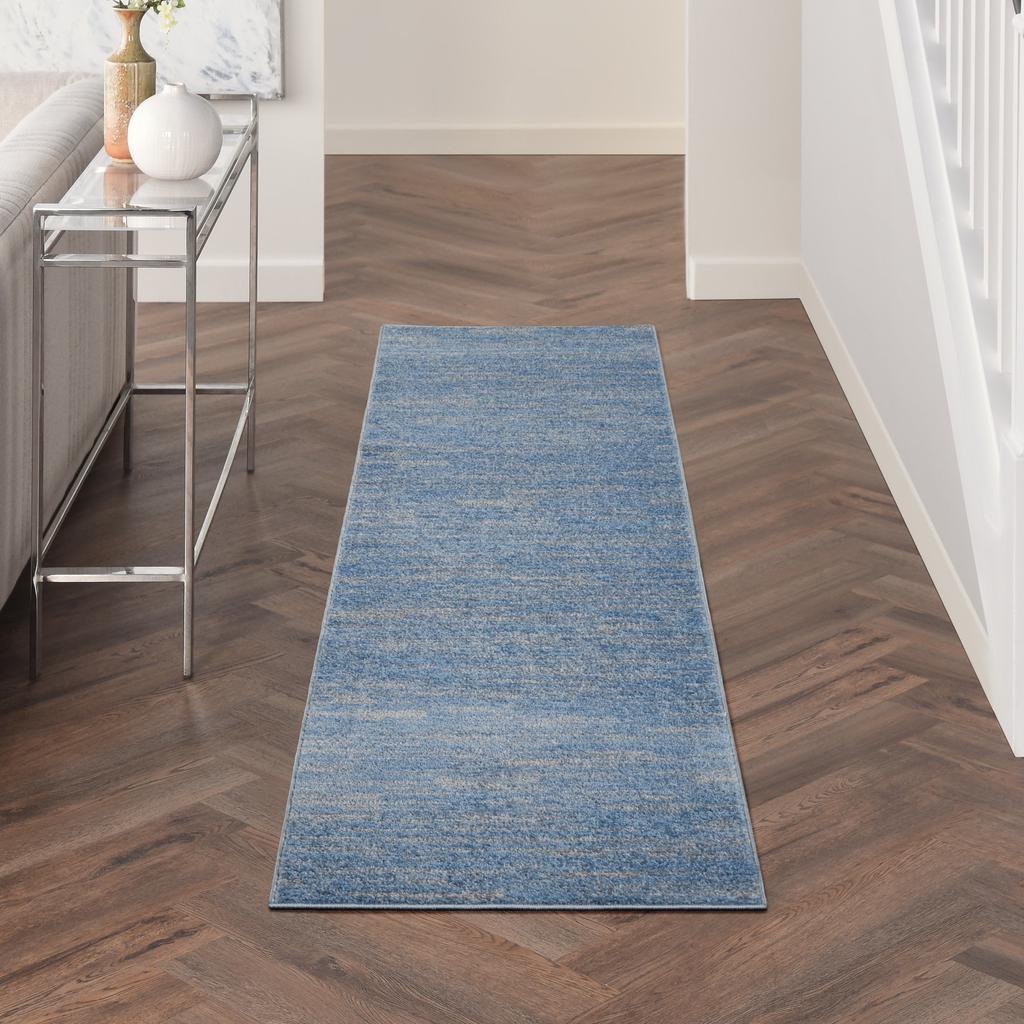 Nourison Home Nourison Essentials NRE01 Blue Grey Blue/Grey Indoor/Outdoor Runner - Outdoor Power Loomed Machine Made Low Pile