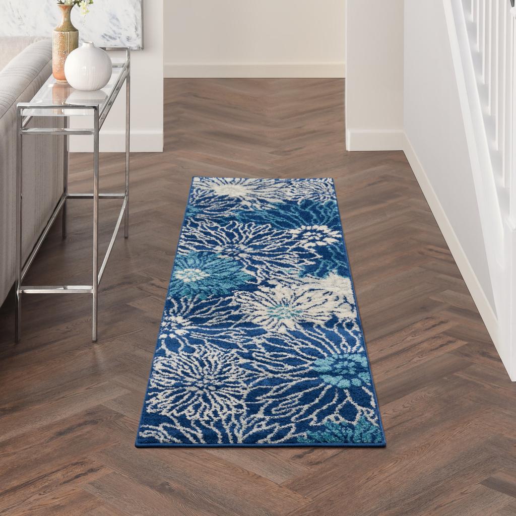 Nourison Home Passion PSN17 Navy Ivory Navy/Ivory Indoor Runner - Contemporary Power Loomed Machine Made Medium Pile