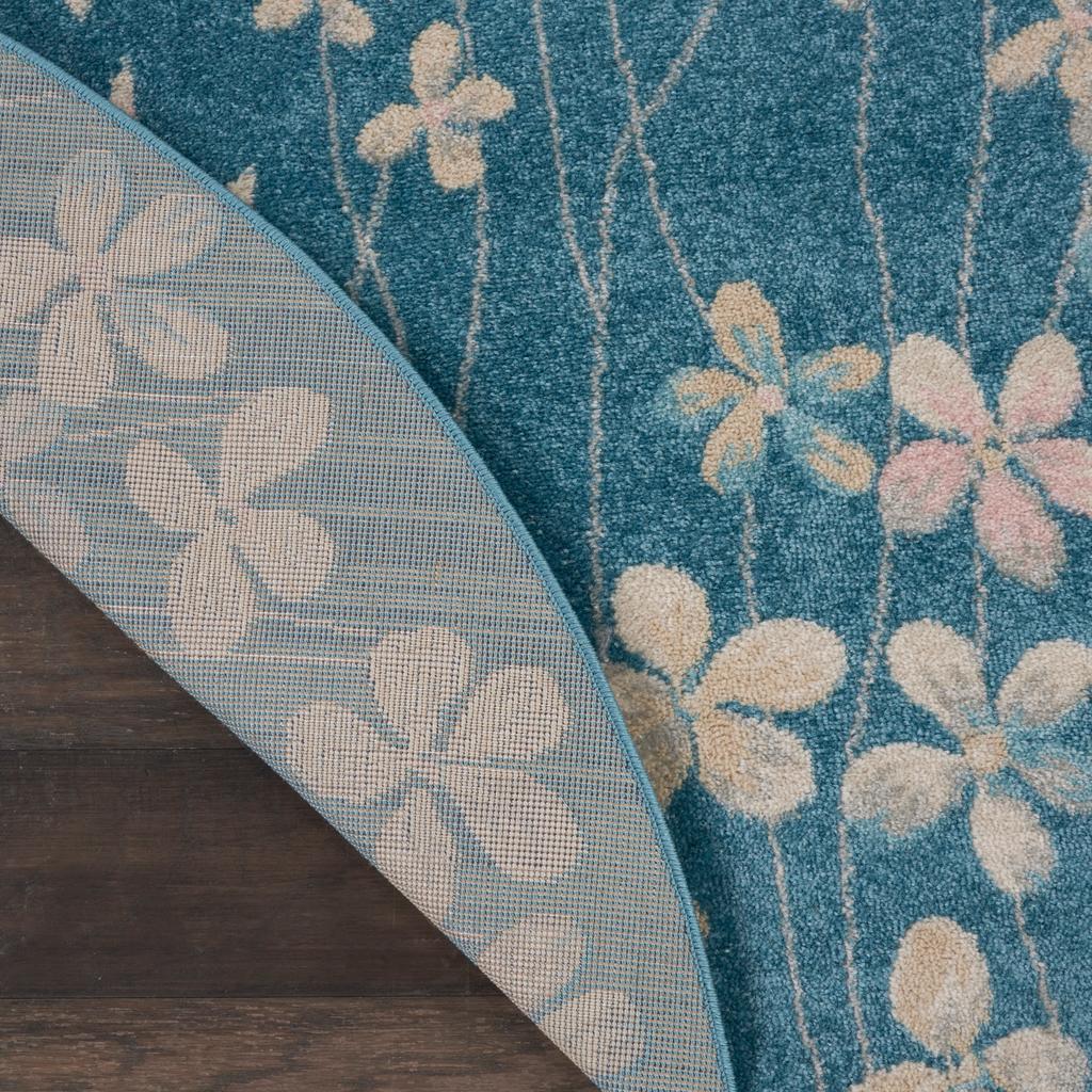 Nourison Home Tranquil TRA04 Turquoise Blue Turquoise Indoor Round Area Rug - Contemporary Power Loomed Machine Made Medium Pile