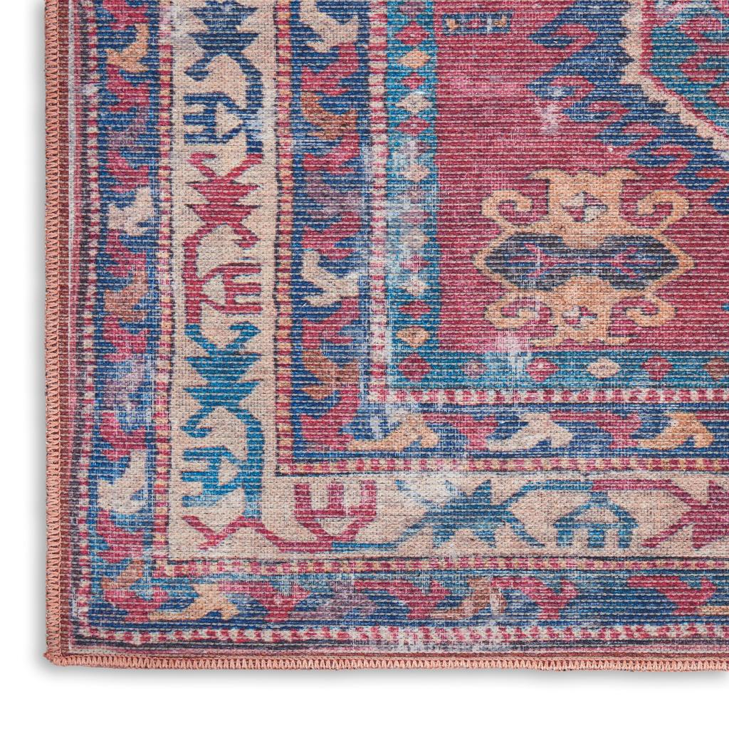 Nourison Home New Concept Washables SR105 Red Navy Indoor Rectangle Area Rug - Vintage Machine Woven Machine Made Low Pile