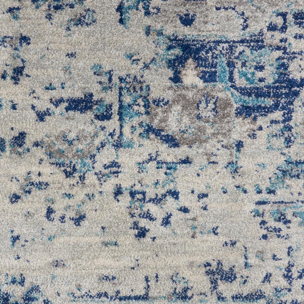 Nourison Home Tranquil TRA06 Navy Blue and White Ivory/Light Blue Indoor Rectangle Area Rug - Vintage Power Loomed Machine Made Medium Pile