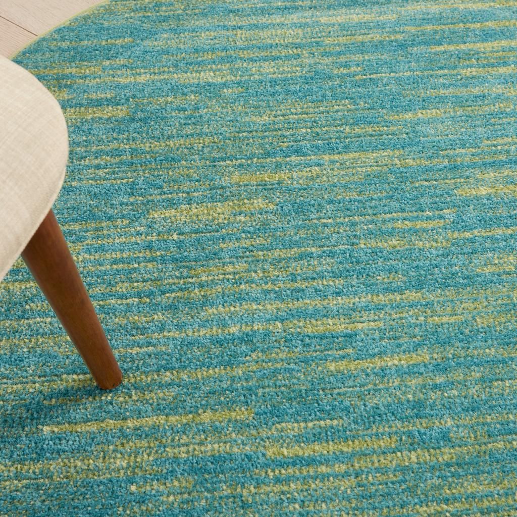 Nourison Home Nourison Essentials NRE01 Blue Green Indoor/Outdoor Round Area Rug - Outdoor Power Loomed Machine Made Low Pile