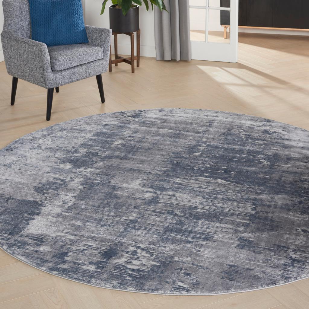 Nourison Home Rustic Textures RUS05 Grey Indoor Round Area Rug - Modern Power Loomed Machine Made Medium Pile