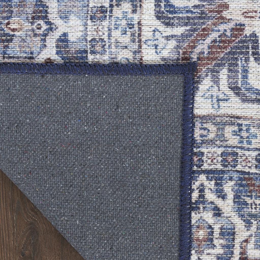 Nourison Home New Concept Washables SR104 Navy Ivory Indoor Rectangle Area Rug - Vintage Machine Woven Machine Made Low Pile