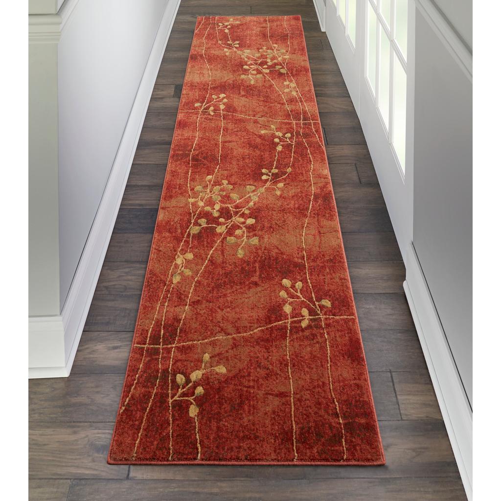 Nourison Home Somerset ST74 Red Flame Indoor Runner - Rustic Power Loomed Machine Made Medium Pile
