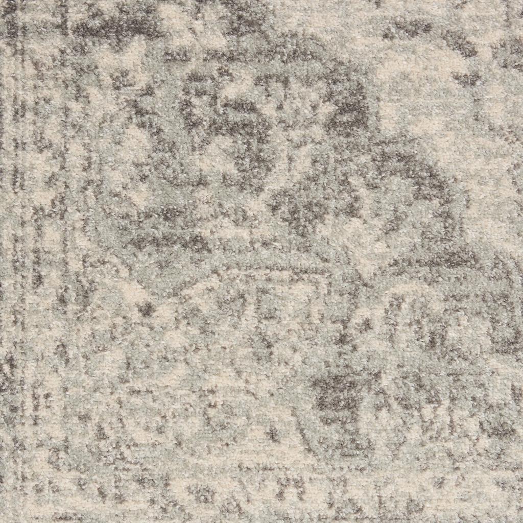 Nourison Home Tranquil TRA05 Grey and White Ivory/Grey Indoor Round Area Rug - Vintage Power Loomed Machine Made Medium Pile