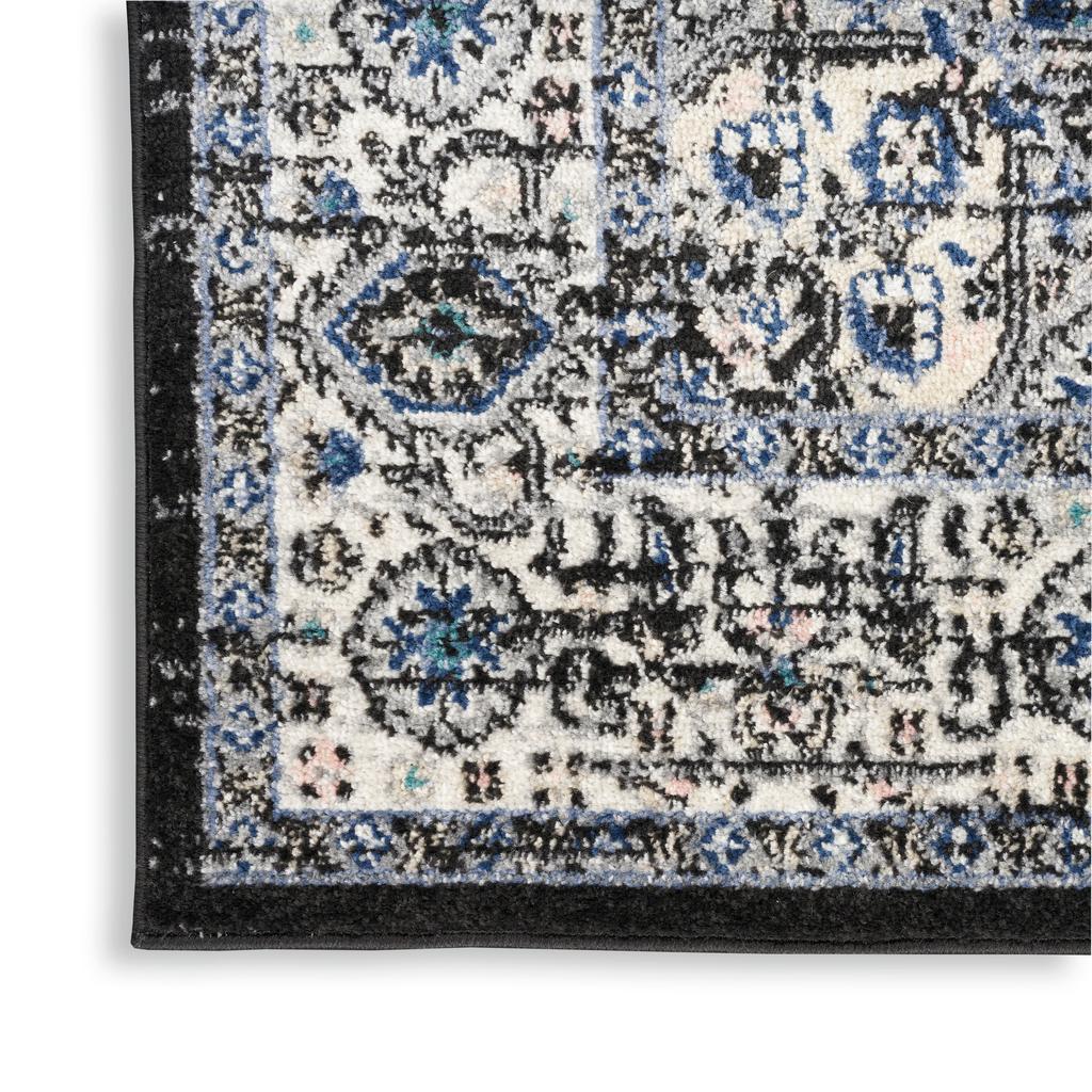 Nourison Home Passion PSN03 Black Ivory Indoor Runner - Vintage Power Loomed Machine Made Medium Pile