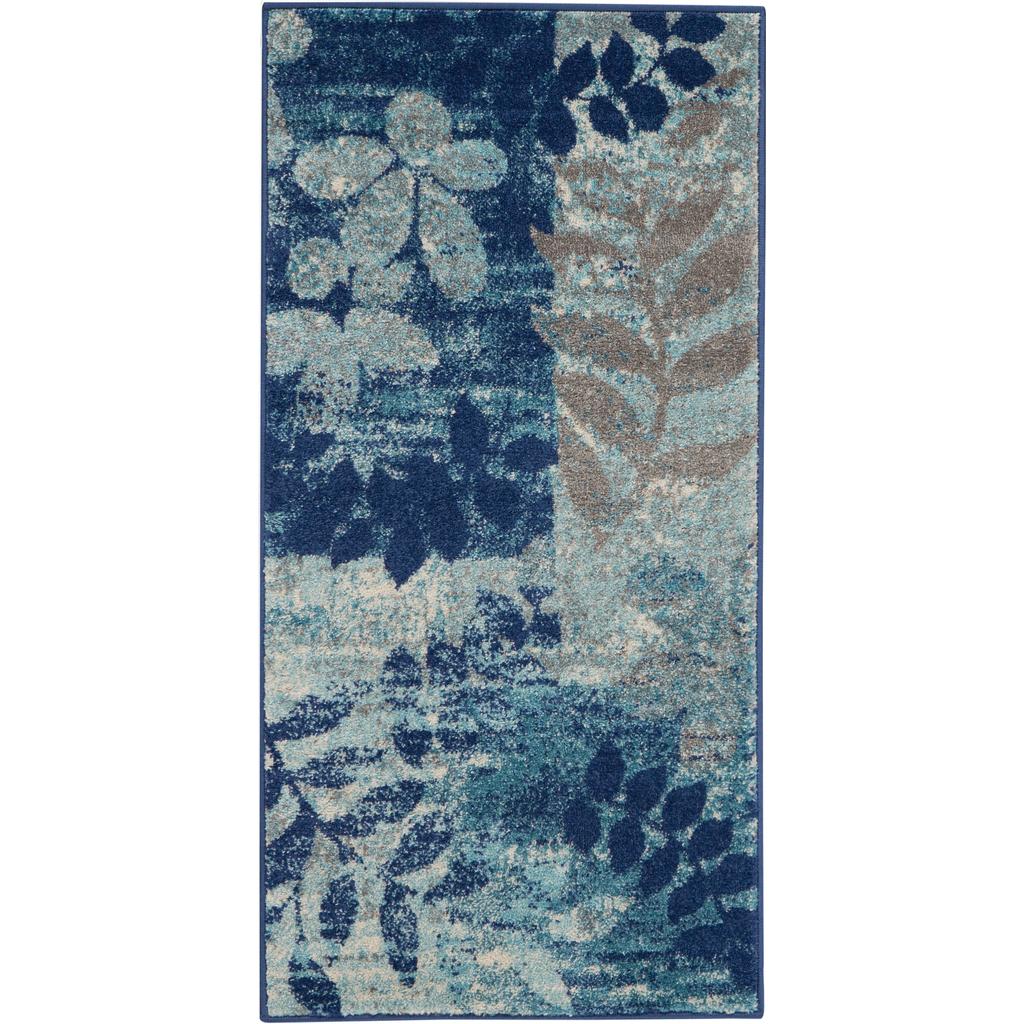 Nourison Home Tranquil TRA01 Navy Light Blue Navy/Light Blue Indoor Rectangle Area Rug - Farmhouse Power Loomed Machine Made Medium Pile