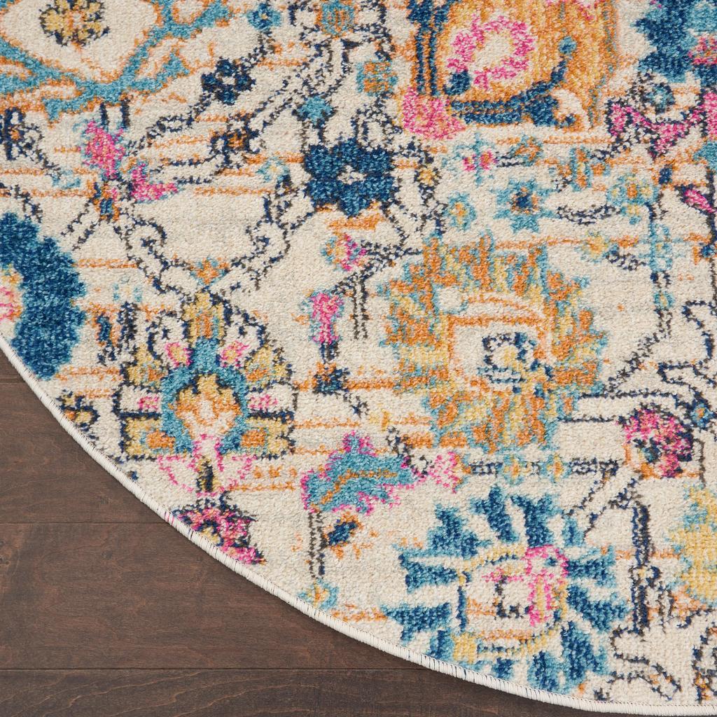 Nourison Home Passion PSN01 Ivory Multicolor Indoor Round Area Rug - Bohemian Power Loomed Machine Made Medium Pile