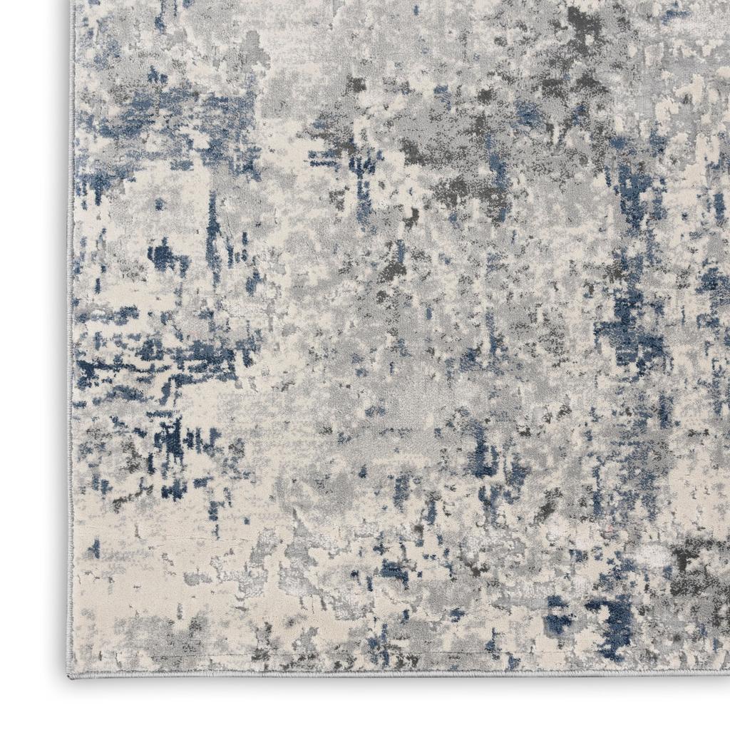 Nourison Home Rustic Textures RUS07 Ivory Grey Blue Ivory/Grey/Blue Indoor Runner - Modern Power Loomed Machine Made Medium Pile