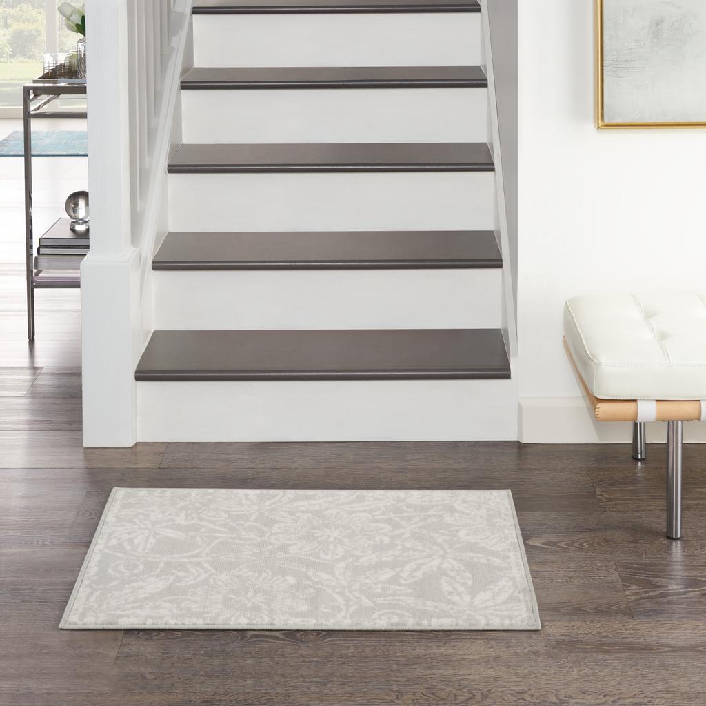 Nourison Home Whimsicle WHS05 Grey Indoor Rectangle Area Rug - Farmhouse Power Loomed Machine Made Low Pile