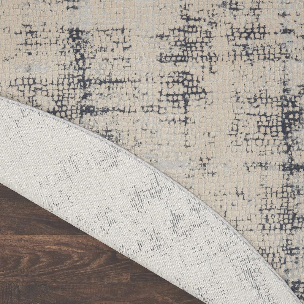 Nourison Home Rustic Textures RUS06 Ivory Blue Indoor Round Area Rug - Modern Power Loomed Machine Made Medium Pile