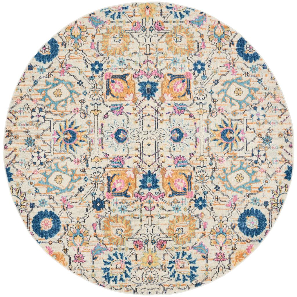 Nourison Home Passion PSN01 Ivory Ivory/Multi Indoor Round Area Rug - Bohemian Power Loomed Machine Made Medium Pile