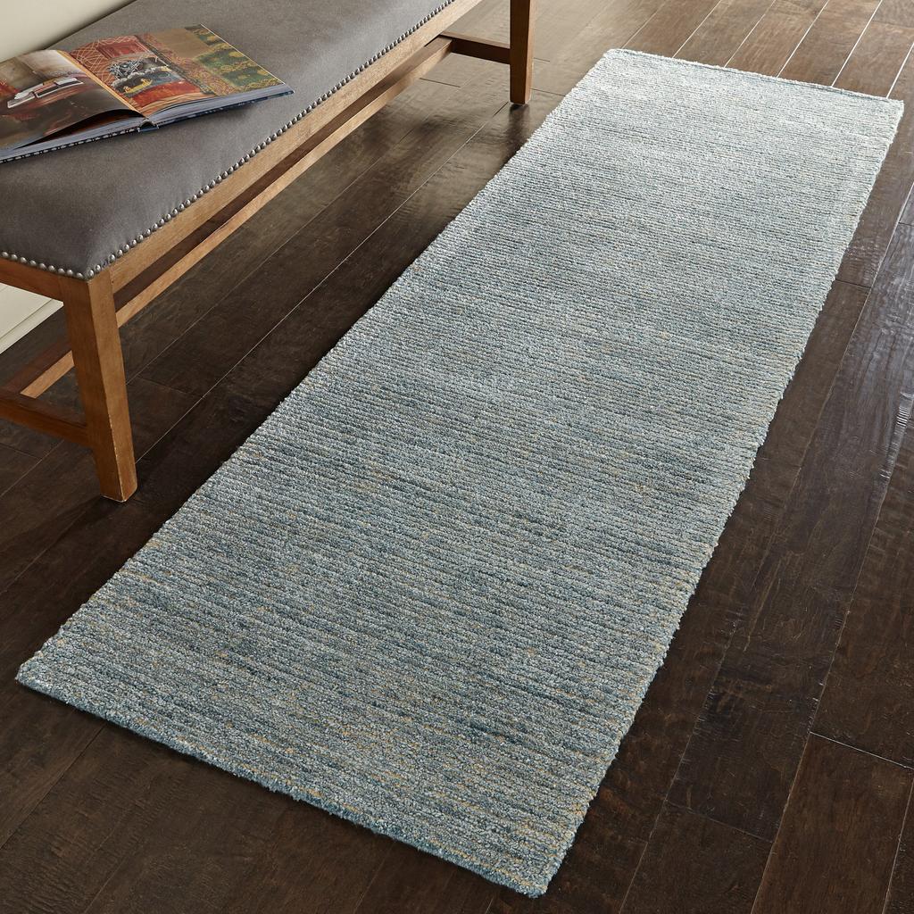 Nourison Home Weston WES01 Light Blue Indoor Runner - Modern Tufted Handmade Medium Pile