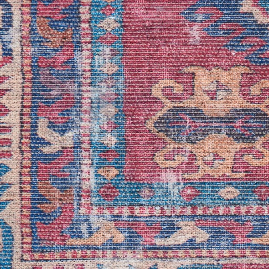 Nourison Home New Concept Washables SR105 Red Navy Indoor Rectangle Area Rug - Vintage Machine Woven Machine Made Low Pile