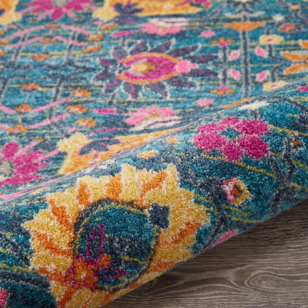 Nourison Home Passion PSN01 Denim Indoor Round Area Rug - Bohemian Power Loomed Machine Made Medium Pile