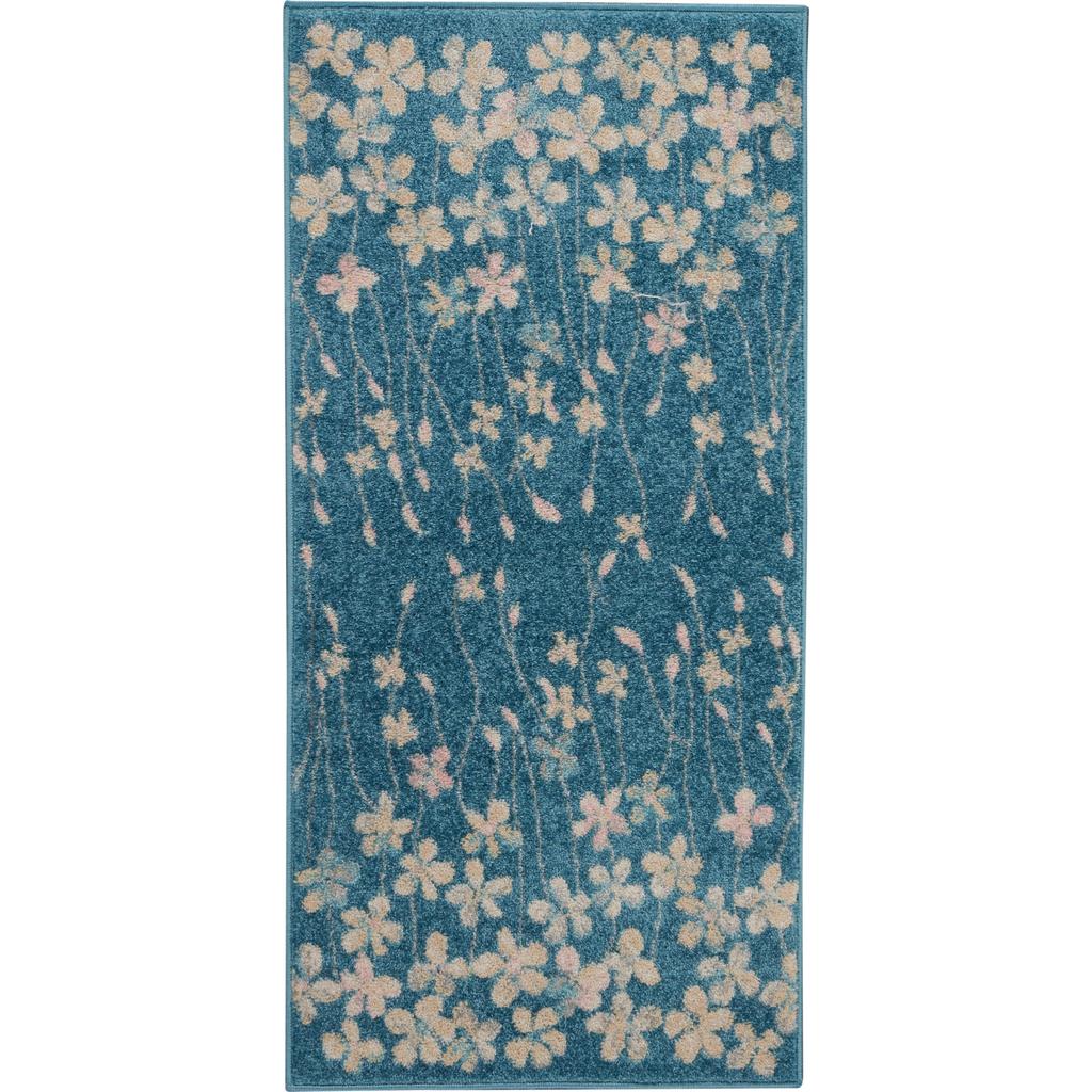 Nourison Home Tranquil TRA04 Turquoise Blue Turquoise Indoor Rectangle Area Rug - Contemporary Power Loomed Machine Made Medium Pile