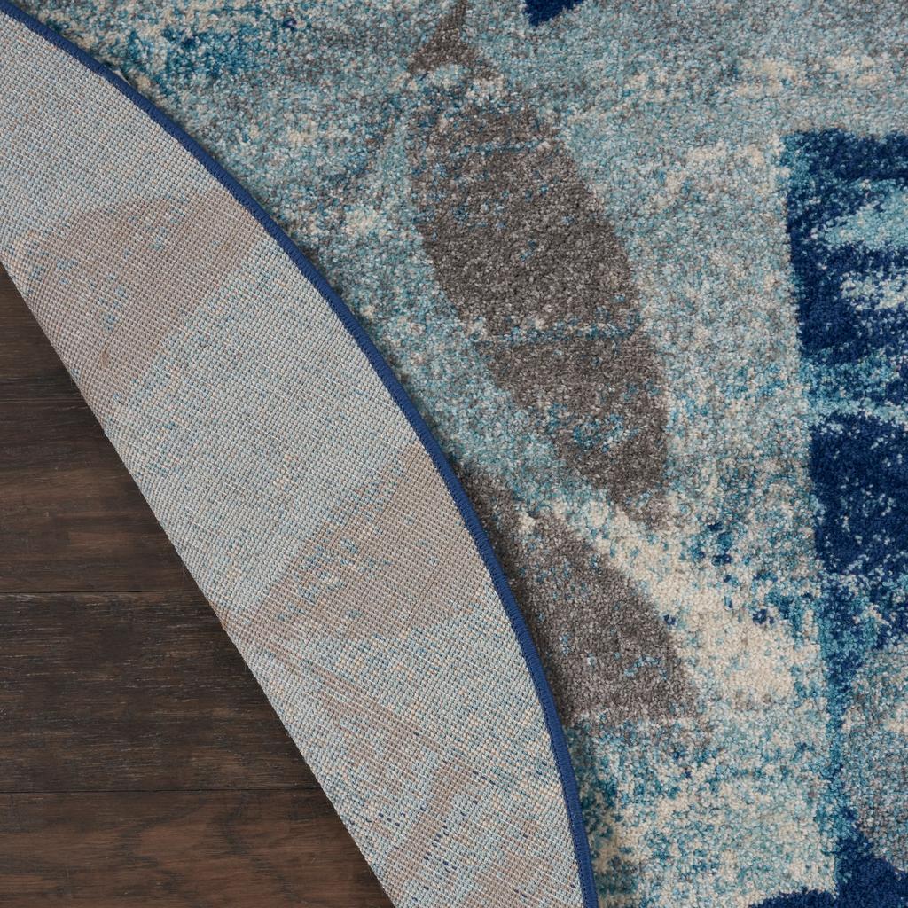 Nourison Home Tranquil TRA01 Navy Blue Navy/Light Blue Indoor Round Area Rug - Farmhouse Power Loomed Machine Made Medium Pile