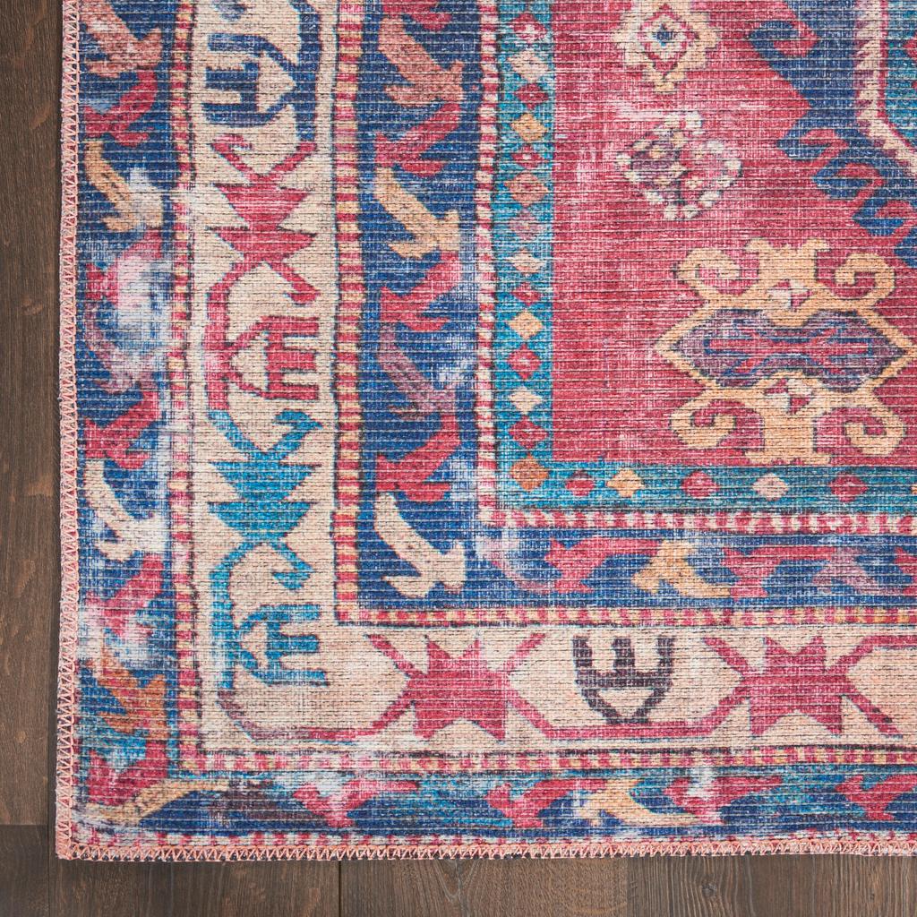 Nourison Home New Concept Washables SR105 Red Navy Indoor Runner - Vintage Machine Woven Machine Made Low Pile