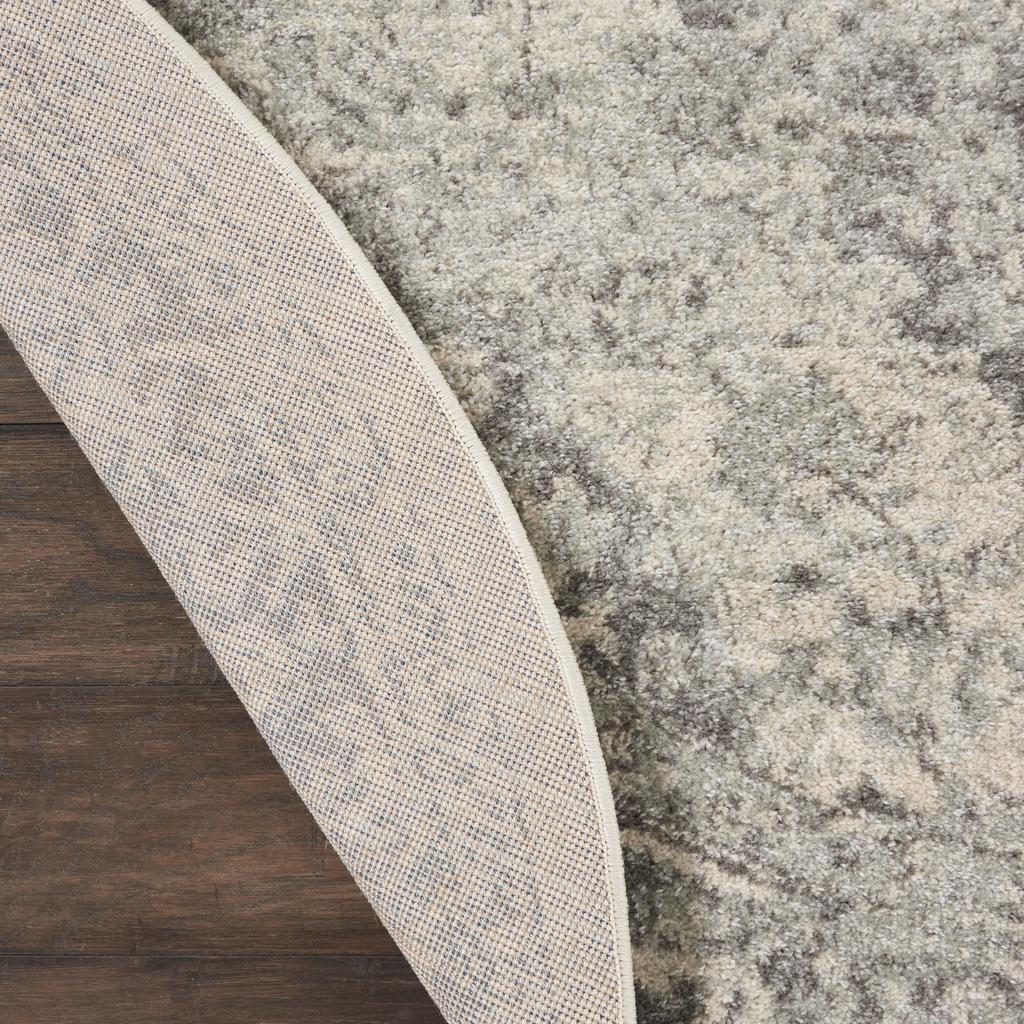Nourison Home Tranquil TRA05 Grey and White Ivory/Grey Indoor Round Area Rug - Vintage Power Loomed Machine Made Medium Pile
