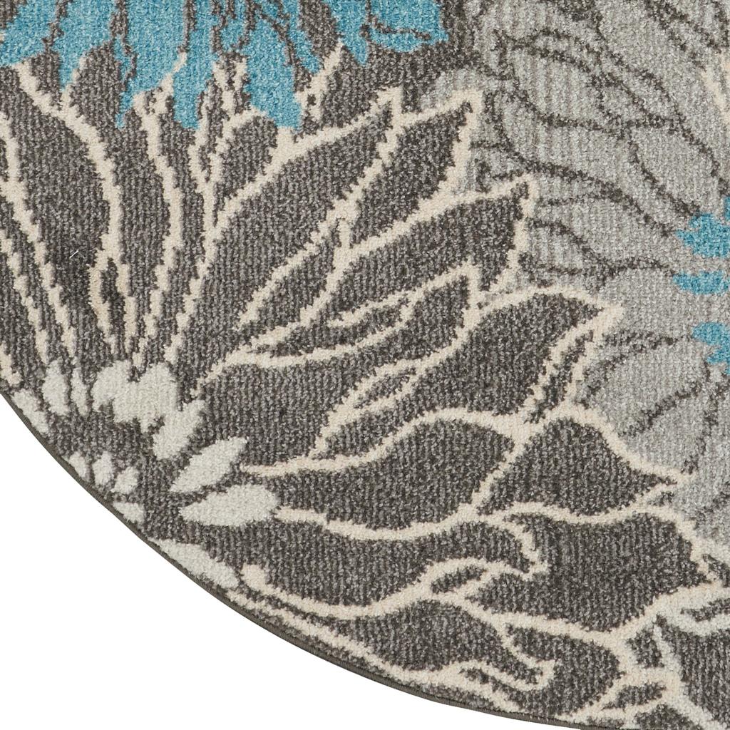 Nourison Home Passion PSN17 Charcoal Blue Indoor Round Area Rug - Contemporary Power Loomed Machine Made Medium Pile