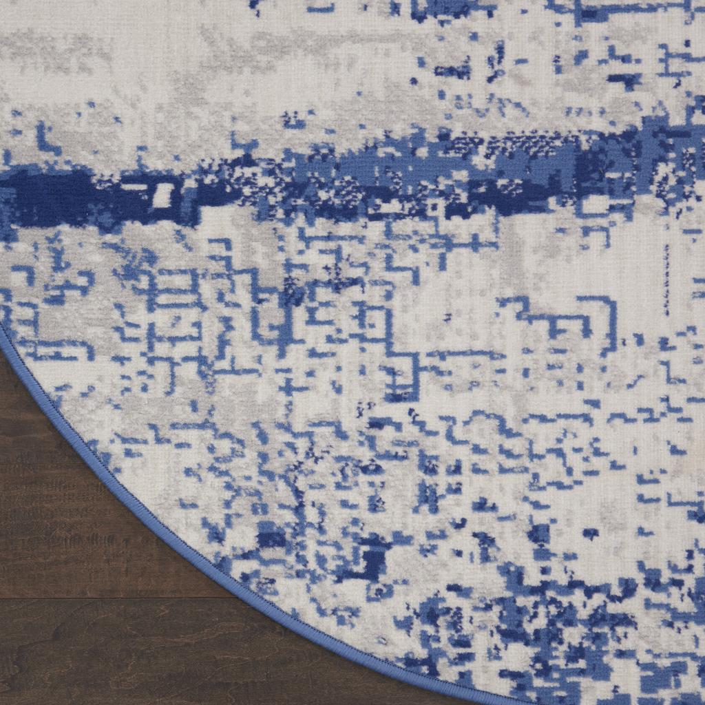 Nourison Home Whimsicle WHS06 Ivory Navy Indoor Round Area Rug - Modern Power Loomed Machine Made Low Pile