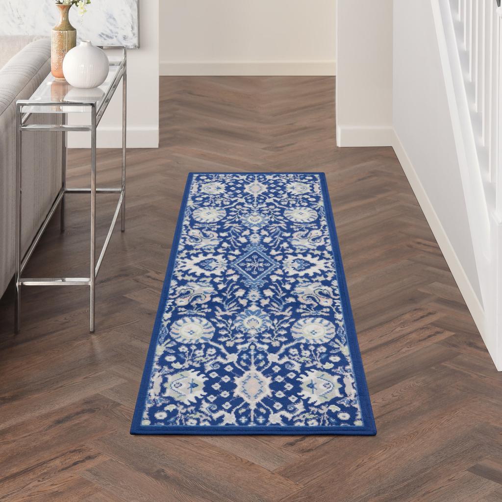 Nourison Home Whimsicle WHS10 Navy Multicolor Indoor Runner - Farmhouse Power Loomed Machine Made Low Pile