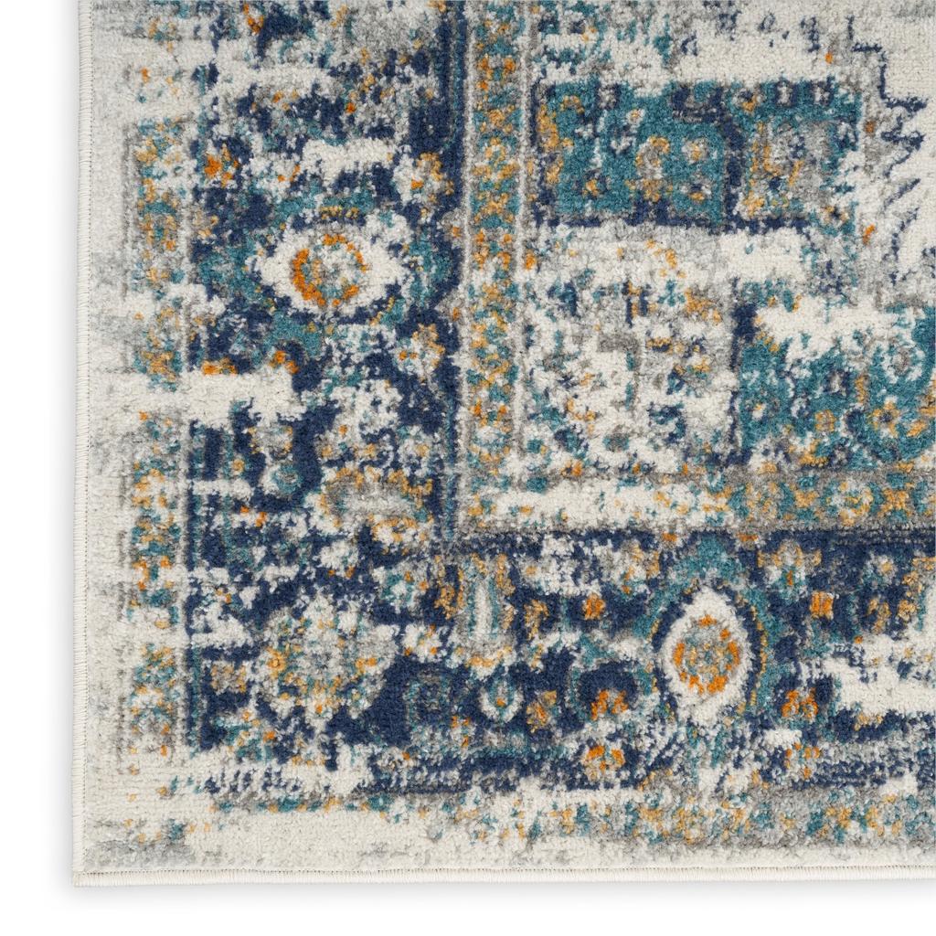 Nourison Home Passion PSN03 Ivory Grey Blue Indoor Runner - Vintage Power Loomed Machine Made Medium Pile