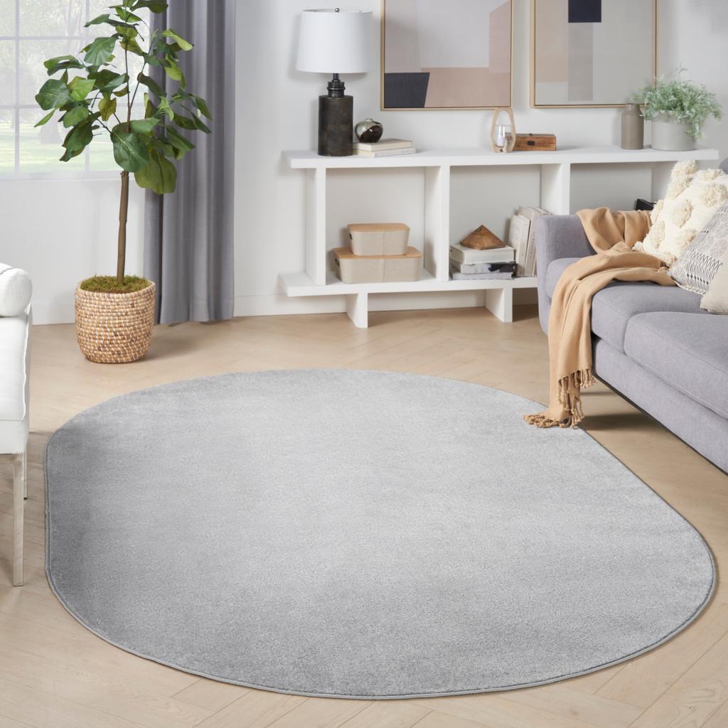 Nourison Home Nourison Essentials NRE01 Silver Grey Indoor/Outdoor Oval Area Rug - Outdoor Power Loomed Machine Made Low Pile
