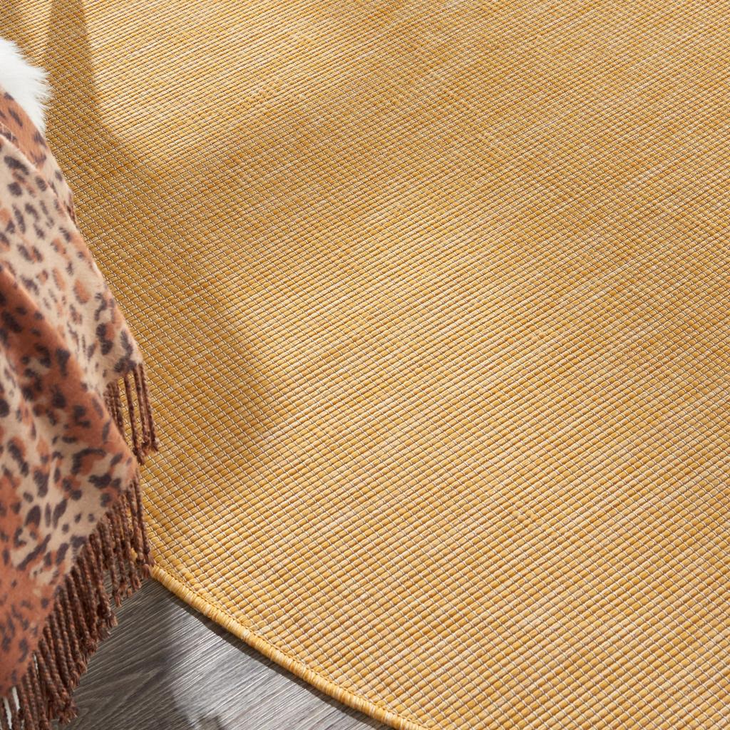 Nourison Home Positano POS01 Yellow Indoor/Outdoor Round Area Rug - Modern Power Loomed Machine Made Low Pile