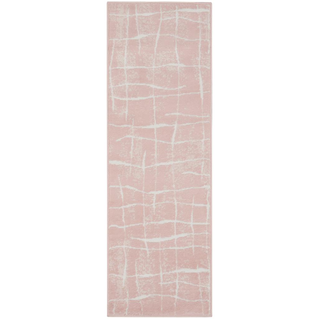 Nourison Home Whimsicle WHS09 Pink Ivory Indoor Runner - Modern Power Loomed Machine Made Low Pile