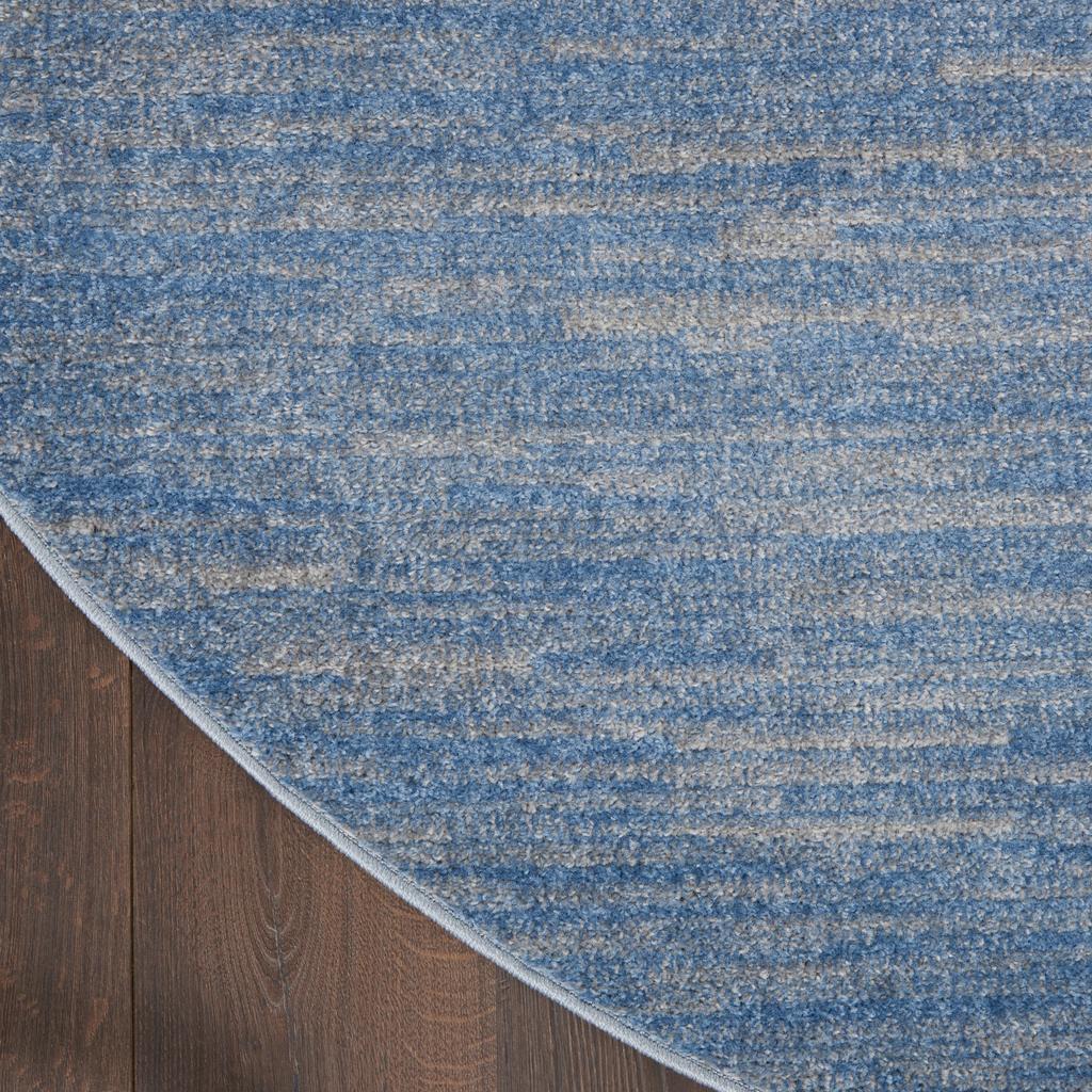 Nourison Home Nourison Essentials NRE01 Blue Grey Blue/Grey Indoor/Outdoor Round Area Rug - Outdoor Power Loomed Machine Made Low Pile