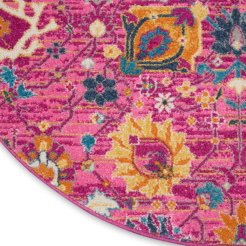 Nourison Home Passion PSN01 Pink Fuchsia Indoor Round Area Rug - Bohemian Power Loomed Machine Made Medium Pile
