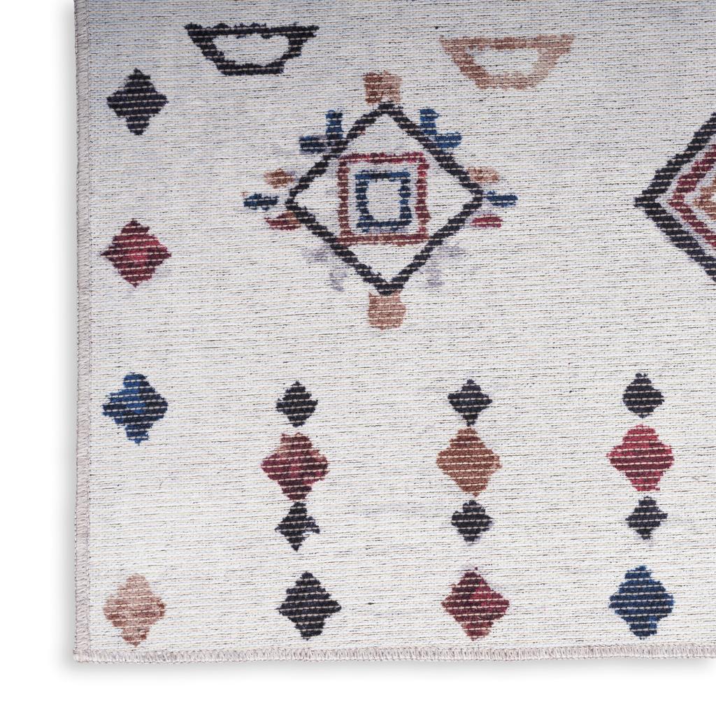 Nourison Home New Concept Washables SR108 Ivory Multicolor Indoor Rectangle Area Rug - Bohemian Machine Woven Machine Made Low Pile
